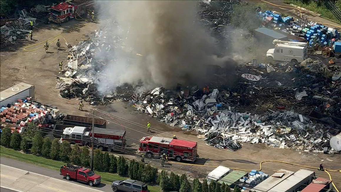 17731776 090325 wpvi bucks co junkyard fire chopper raw video vid