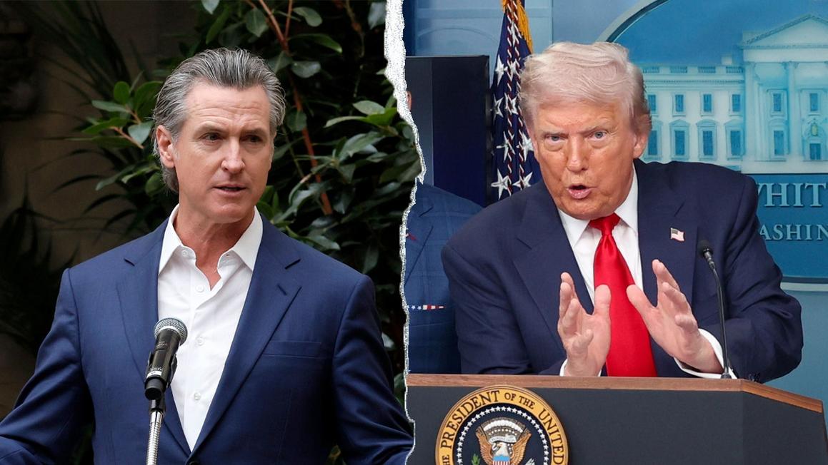gavin newsom donald trump lawsuit cracked stone split