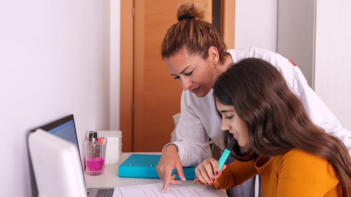 parent and child working
