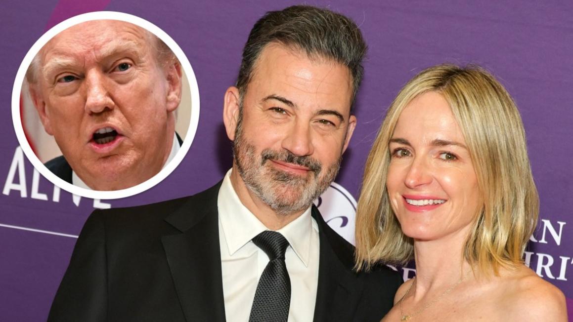 Jimmy Kimmel and Molly McNearney with Donald Trump