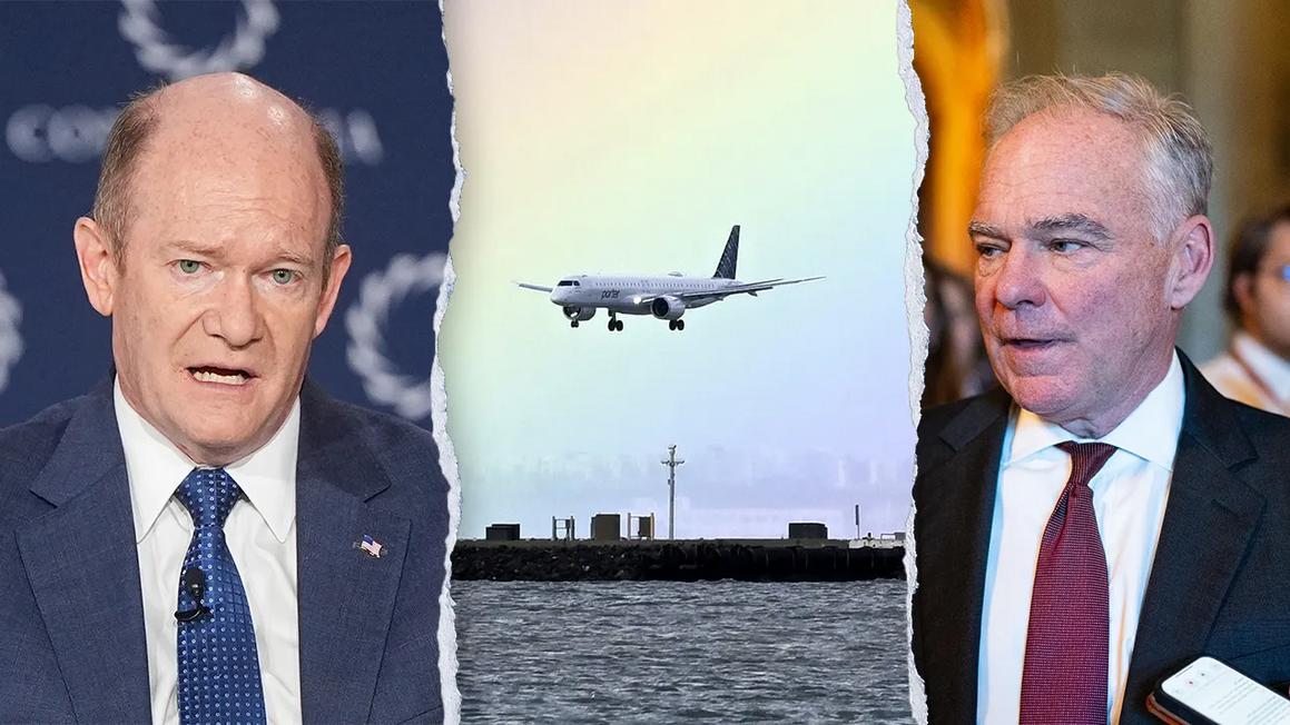 Đảng Dân Chủ Thượng Viện tranh cãi về lý do Bộ trưởng Duffy giảm chuyến bay 1 democrat senators air traffic airplane air travel faa duffy transportation