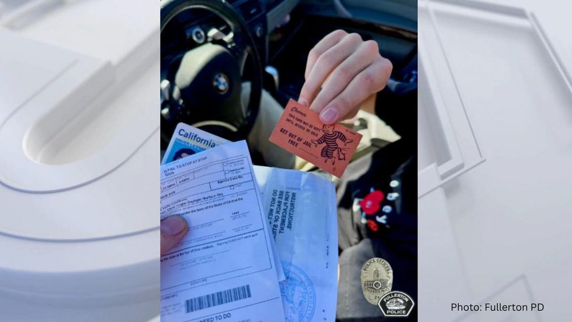 Thẻ 'Thoát khỏi tù' trong trò Monopoly không hợp lệ trên đường ở California 1 photo fullerton pd