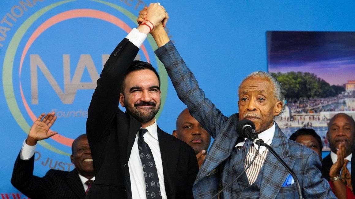 Sự khác biệt lớn về tinh thần ủng hộ giữa hai ứng cử viên ở Harlem 1 sharpton mamdani 1