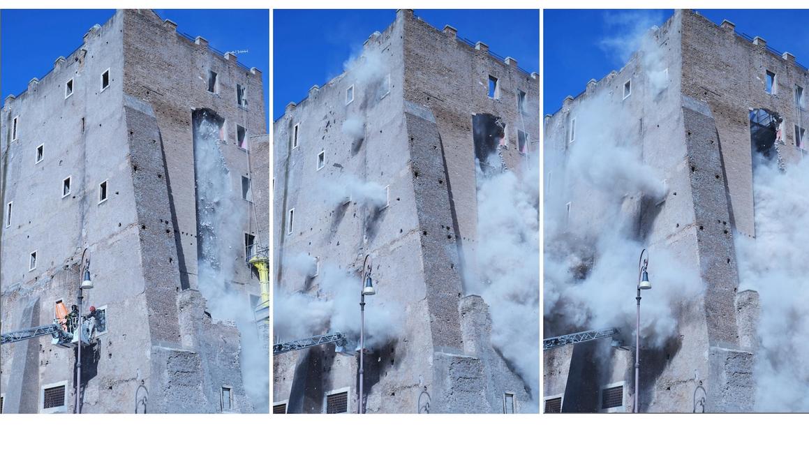 Tháp cổ tại Rome sập một phần, một công nhân bị thương nặng 1