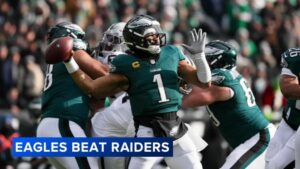 Jalen Hurts và các đồng đội 'phục thù' trước Raiders với tỷ số áp đảo 31-0 5 Jalen Hurts và các đồng đội ‘phục thù’ trước Raiders với tỷ số áp đảo 31-0