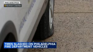 Phá hoại: Lốp xe của 10 xe tại trụ sở Cứu hỏa Philadelphia bị xịt lốp