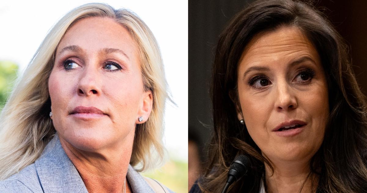 Nữ Dân biểu Cộng hòa nổi loạn chống lại Chủ tịch Hạ viện Mike Johnson 1 251203 MTG Stefanik split jg 580e4a