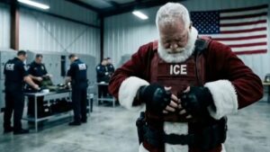 Ông già Noel hóa thân thành đặc vụ ICE trong đoạn phim do AI tạo ra, chia sẻ bởi DHS