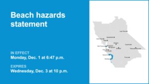 Cảnh báo nguy hiểm bãi biển cho các bờ biển Vịnh California kéo dài đến tối thứ Tư