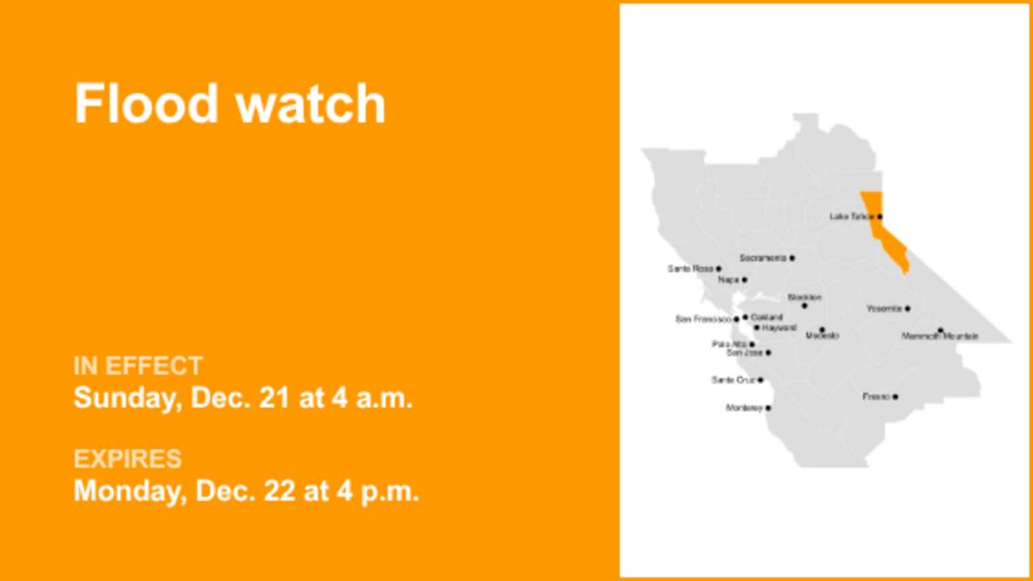Cảnh báo lũ lụt tại Vùng Great Lake Tahoe và các Hạt lân cận 1 Flood watch issued for the Greater Lake Tahoe Area and Lassen Eastern Plumas Eastern Sierra counties