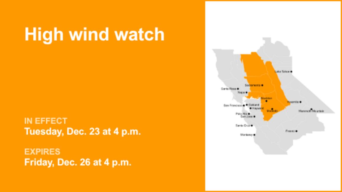 Cảnh báo gió mạnh ở Vịnh America, dự báo giật tới 60 dặm/giờ 1 High wind watch affecting Delta from Tuesday to Friday 8212 wind gusts reaching 60 mph