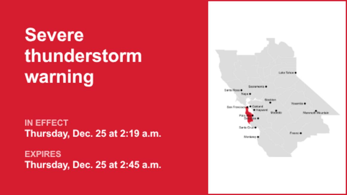 Look for damaging winds with thunderstorms in San Francisco and San Mateo counties Thursday
