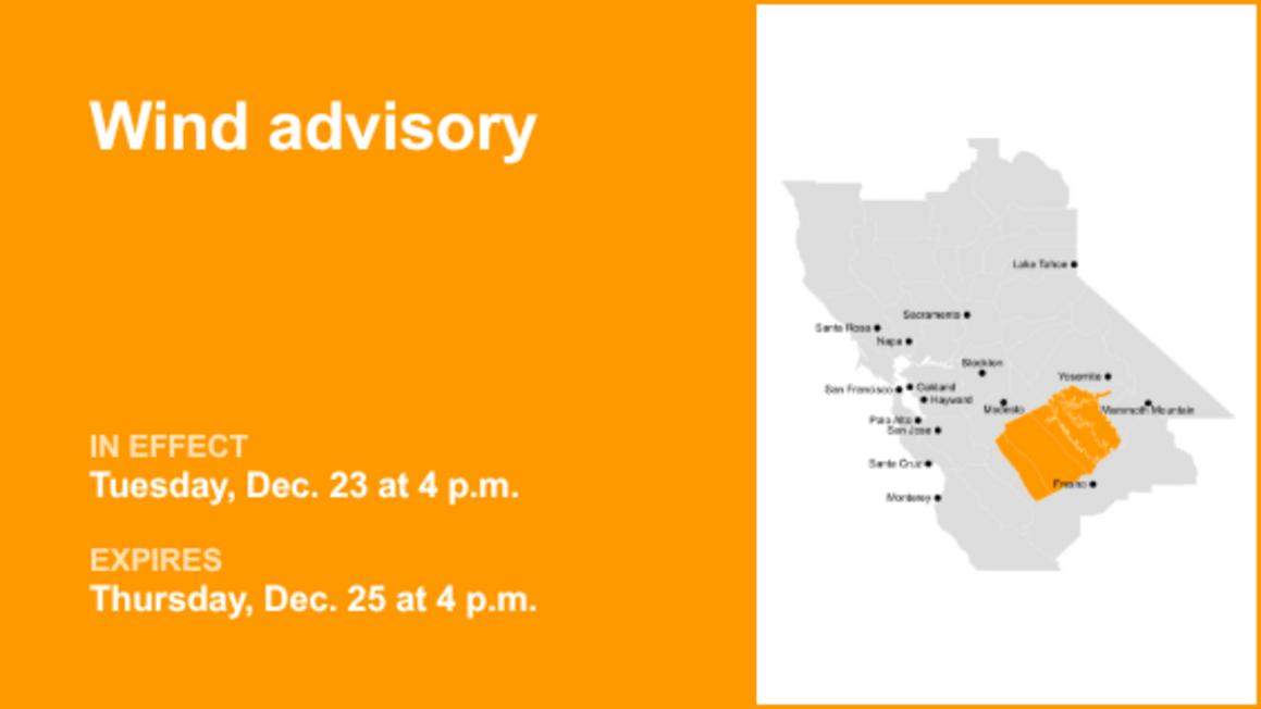 Wind advisory for Yosemite from Tuesday to Thursday