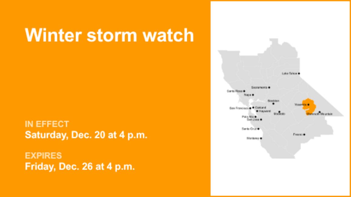 Winter storm watch issued for Yosemite from Saturday to Friday 8212 gusts to hit 50 mph