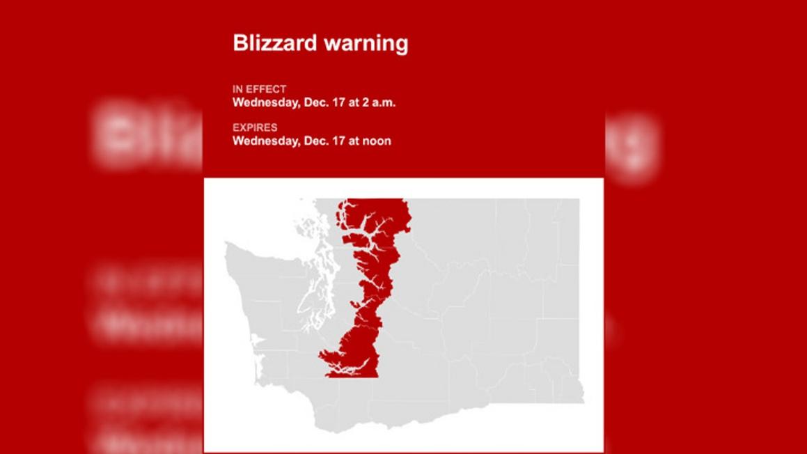 Cảnh báo bão tuyết cho vùng núi Washington 1 blizzard warning wa