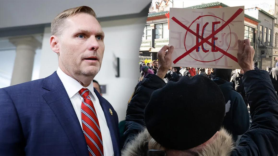 michael guest and ice protestors