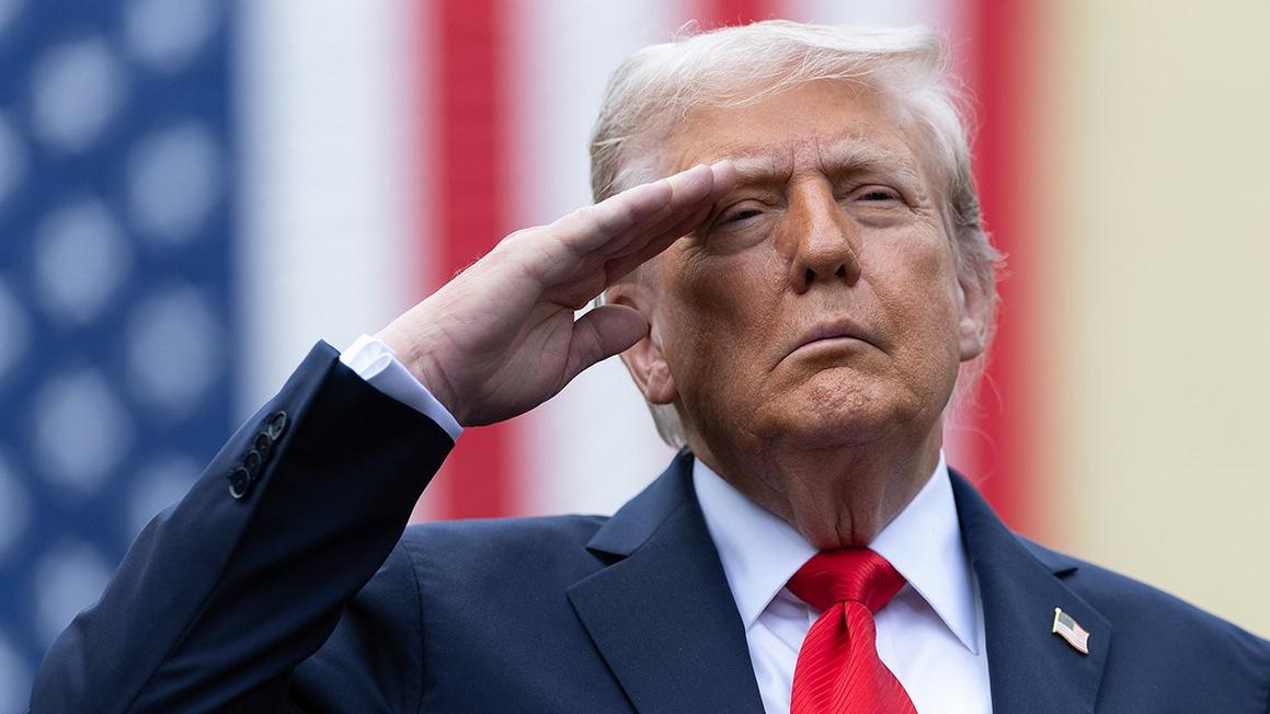 president donald trump salutes