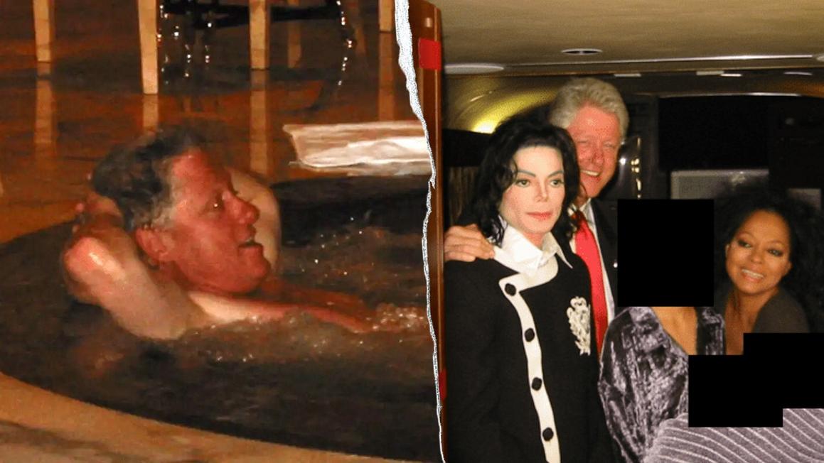 split image of bill clinton and micahel jackson in epstein files