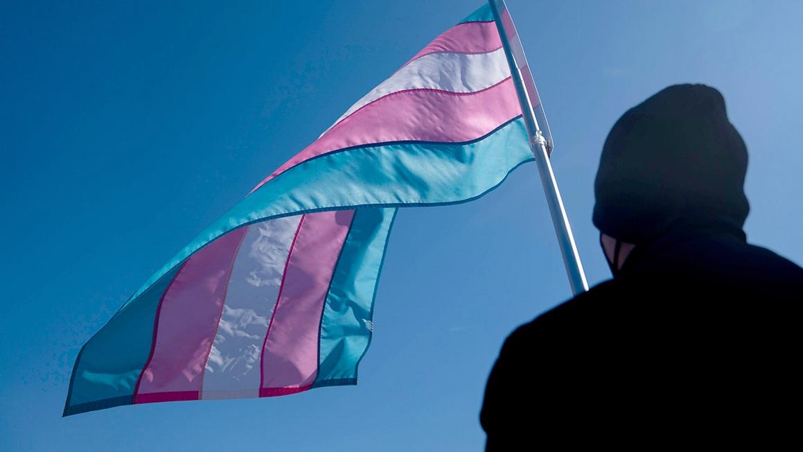 transgender flag during protest