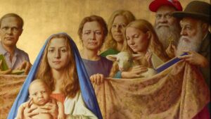 Bức tranh về người vô gia cư trưng bày gần mộ của ông tại Vatican