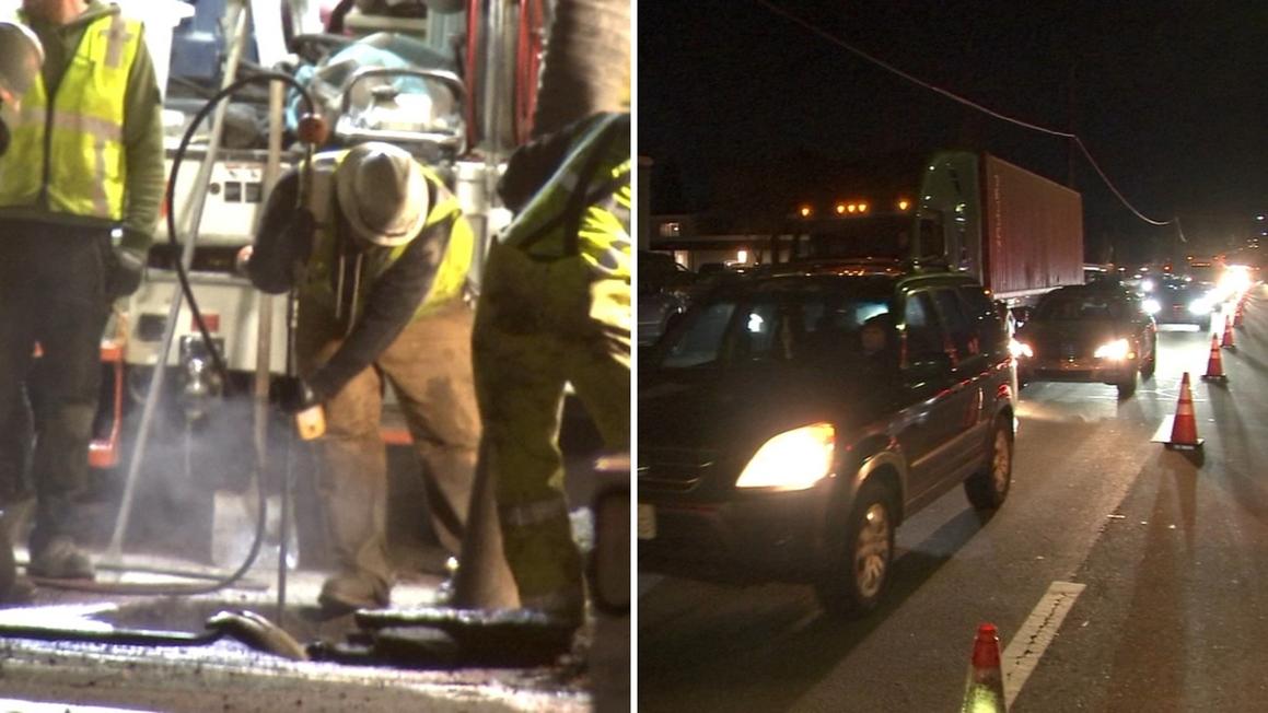 Vỡ đường ống nước ở Walnut Creek gây ách tắc giao thông kéo dài 1 18377696 010926 kgo wc main break split img