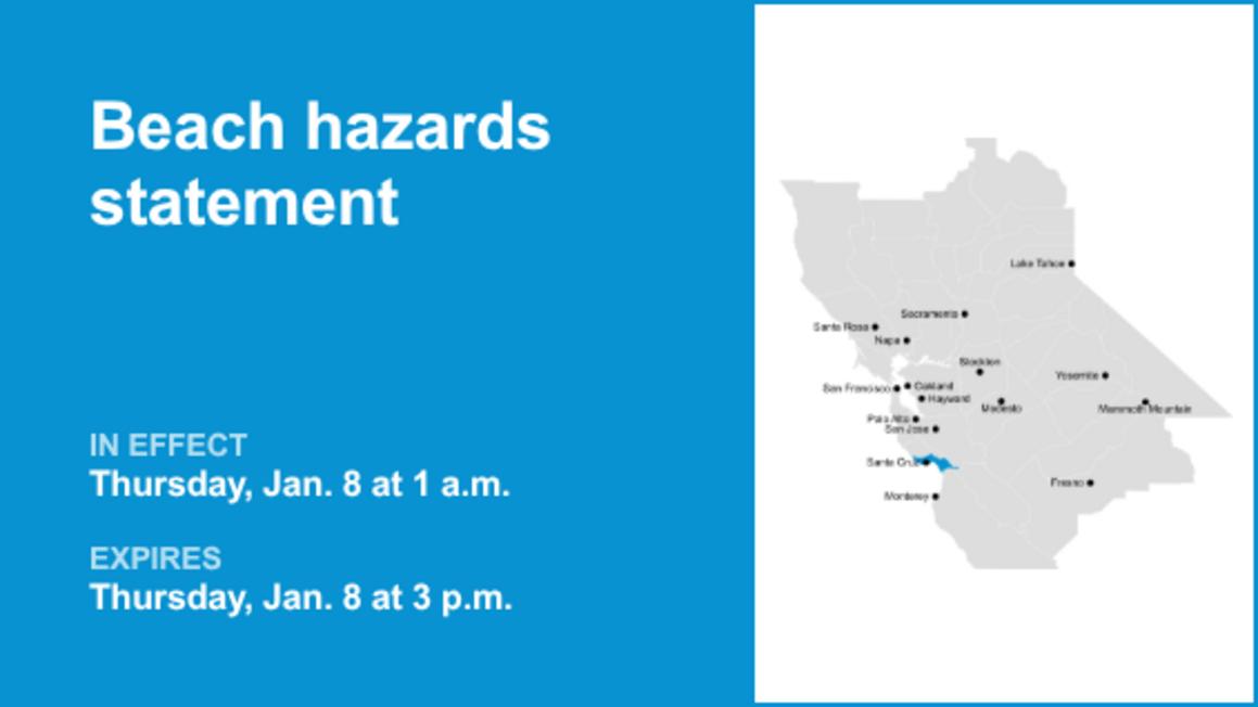 Beach hazards statement affecting Northern Monterey Bay Thursday 8212 waves up to 15 feet likely