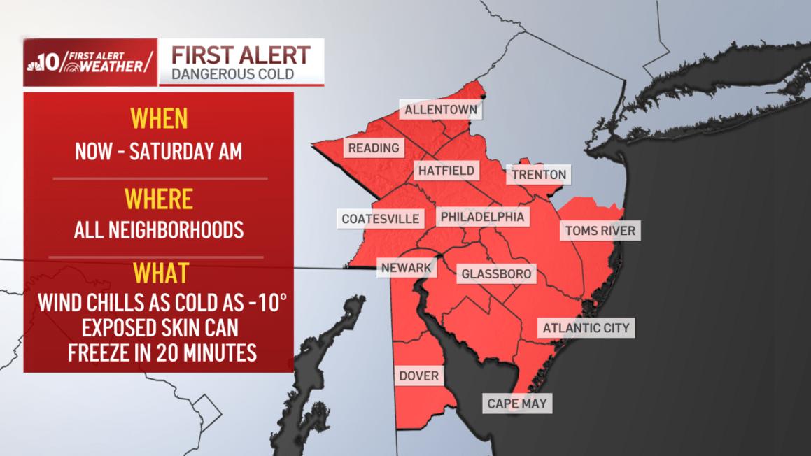 Lạnh kỷ lục tấn công Philly, tuyết nhẹ đổ bộ Bờ Biển New Jersey 1 First Alert Map 7