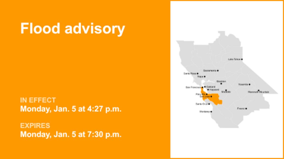 Cảnh báo lũ lụt tại Vùng Vịnh do mưa lớn 1 Flood advisory affecting Bay Area until Monday evening due to intense rainfall
