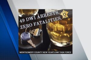 Gần 50 vụ bắt giữ vì lái xe khi say xỉn tại Montgomery County dịp Năm Mới 18 Gần 50 vụ bắt giữ vì lái xe khi say xỉn tại Montgomery County dịp Năm Mới