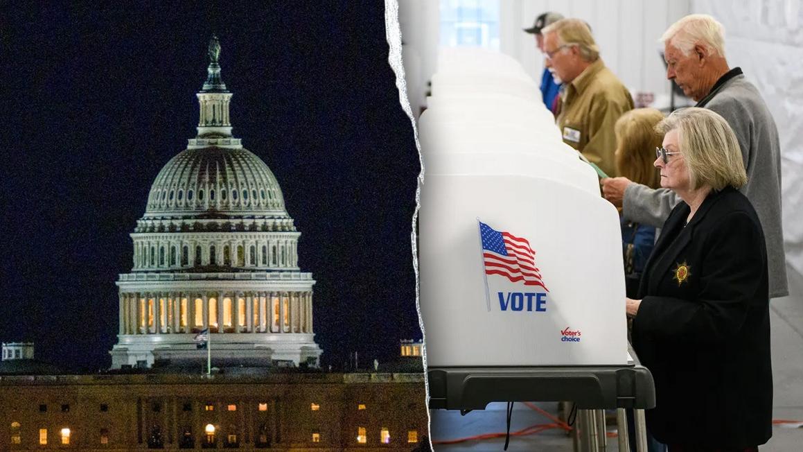 capitol building and voters midterm election