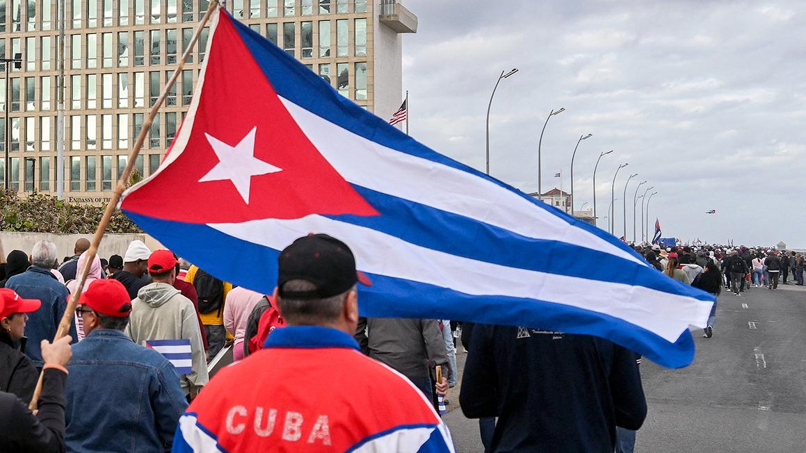 cuban flag at protest