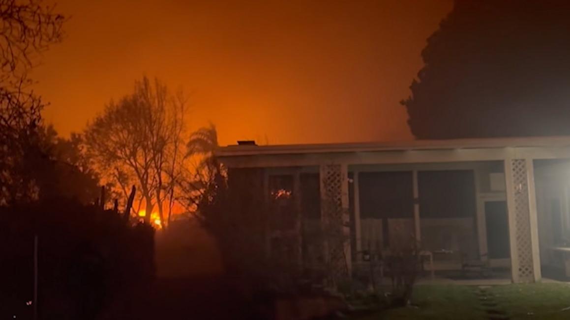 eaton fire burning down house