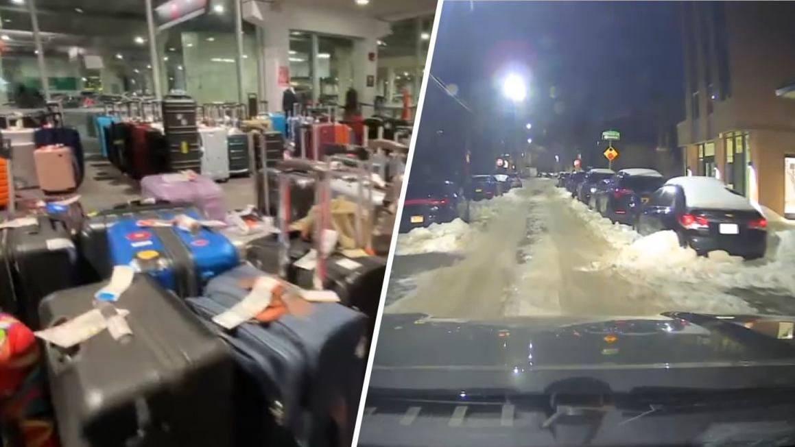 Hành lý chất đống tại sân bay PHL, xe cộ vẫn kẹt trong tuyết sau cơn bão Chủ Nhật 1 image 81 3