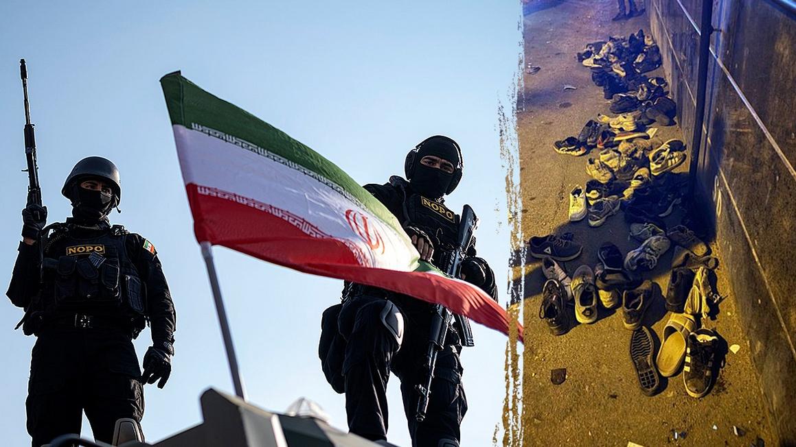 iran irgc protesters shoes