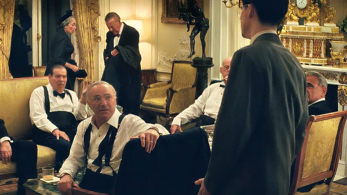 kevin oleary and timothee chalamet in marty supreme topaz lighting face sharpen