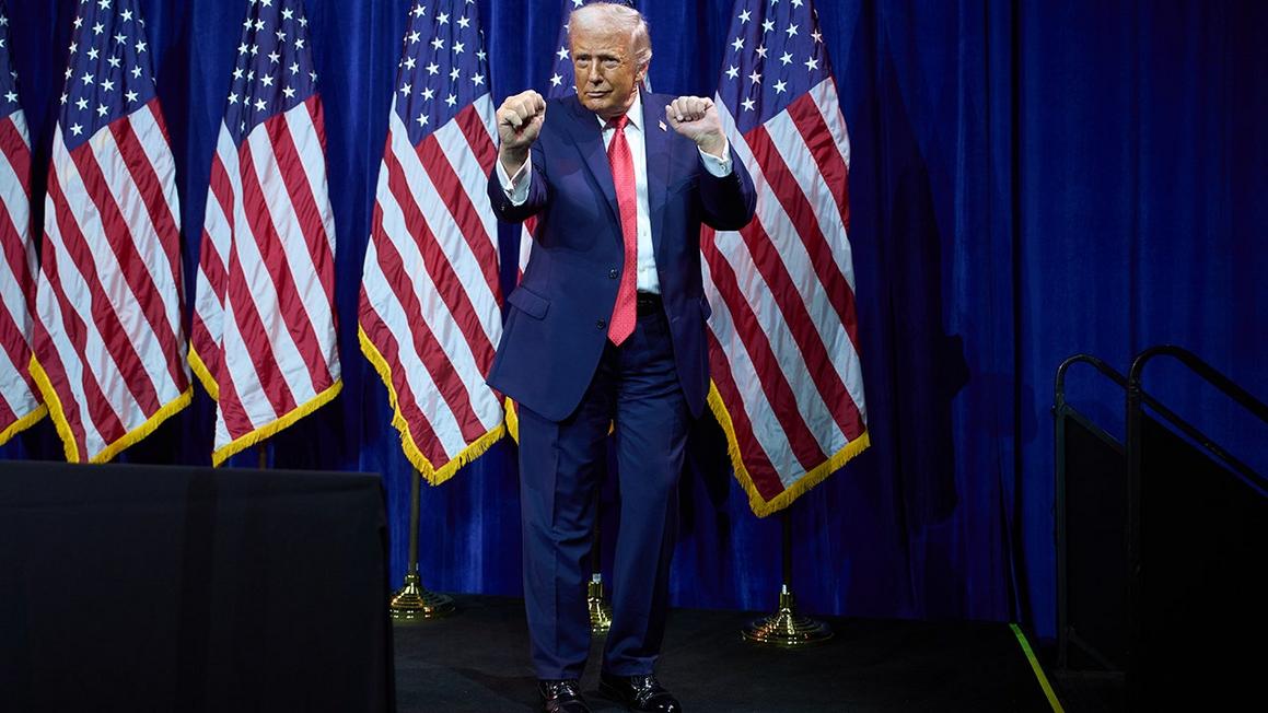 president donald trump dancing on stage dc