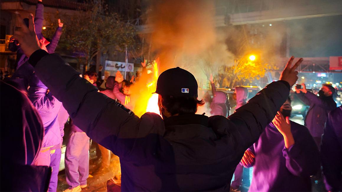 protest fire tehran iran unrest 2