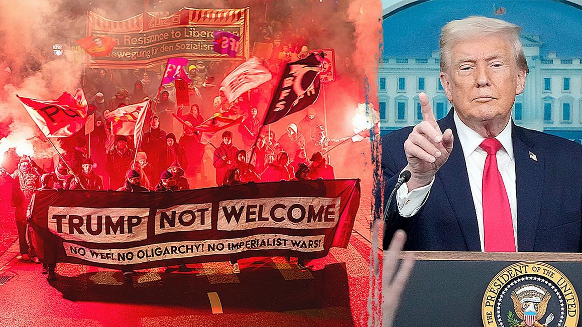 trump protests davos switzerland