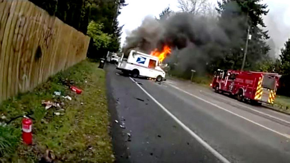washington mail truck crash fire 3