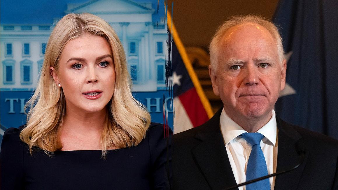 Bà Leavitt chỉ trích Thống đốc bang Minnesota vì vụ bê bối gian lận 1 wh press secretary leavitt tim walz split