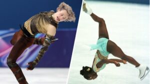 Vận động viên trượt băng nghệ thuật thực hiện cú lộn ngược trên không tại Olympic