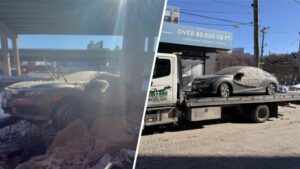 Xe hơi bị đóng băng ở Philadelphia được rã đông và kéo đi