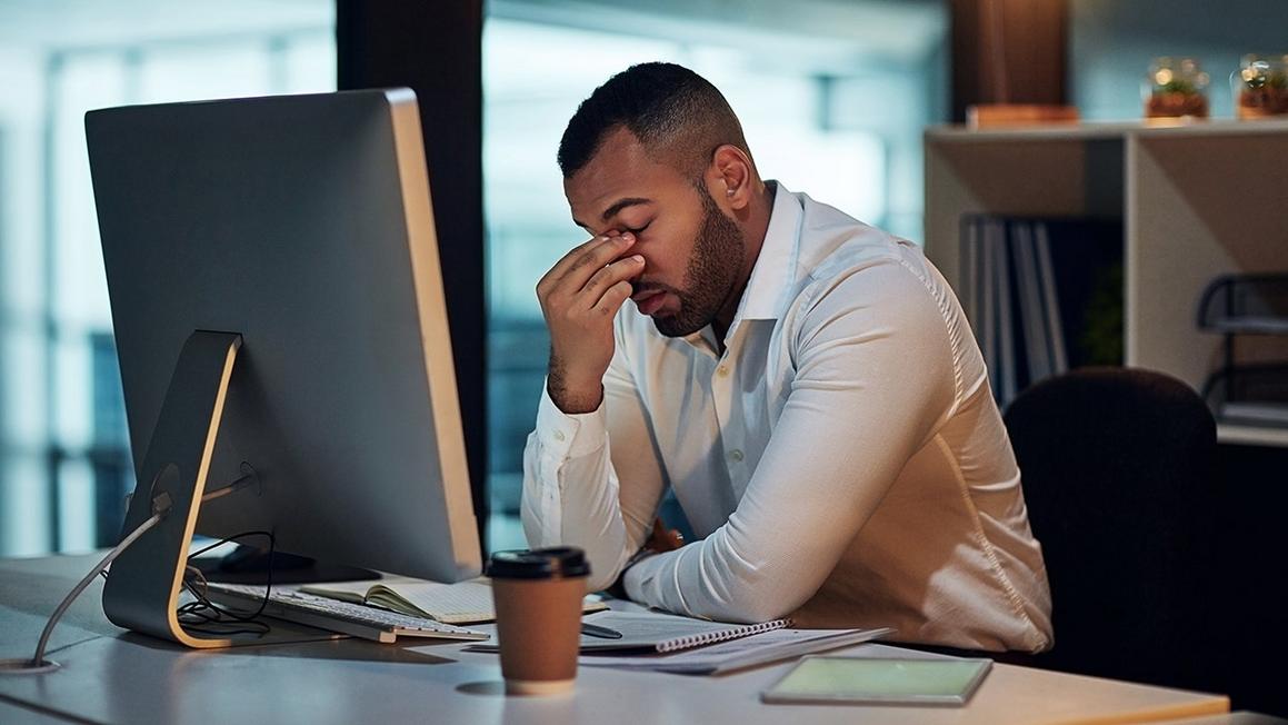 man stressed work