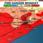Houston hứng đợt không khí lạnh, có mưa giông và gió mạnh
