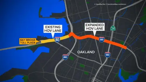 Oakland bắt đầu thi công làn HOV trên Xa lộ I-580 hướng Tây