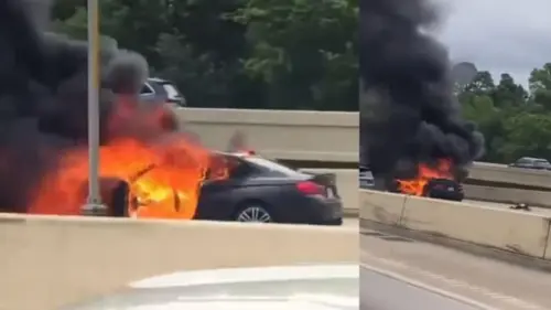 Xe bốc cháy trên Xa lộ Liên tiểu bang 610 ở Houston