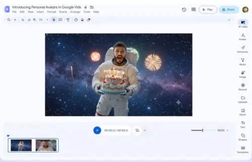 Google Vids Cho phép Tạo Video Với Hình Ảnh Đại Diện AI Cá Nhân Hóa