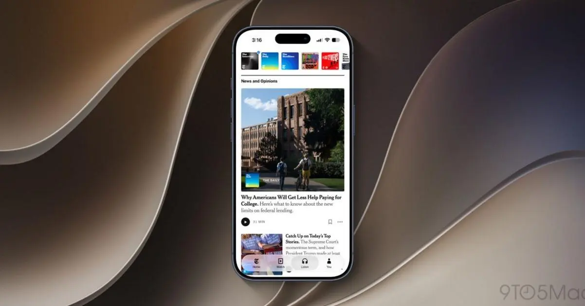 Ứng dụng The New York Times trên iOS hỗ trợ Liquid Glass