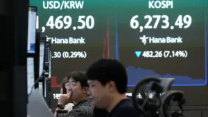Chỉ số Kospi Hàn Quốc lao dốc hơn 9% do bán tháo cổ phiếu chip