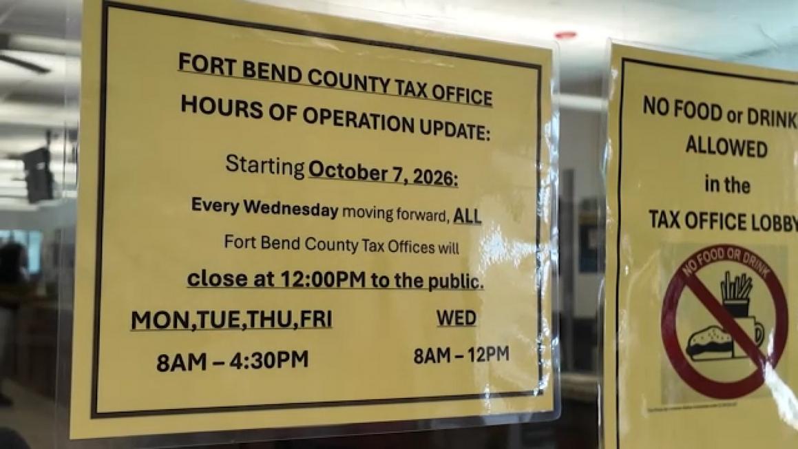 Giờ làm việc Tòa Thuế Hạt Fort Bend Bất Ngờ Rút Ngắn Vào Chiều Thứ Tư
